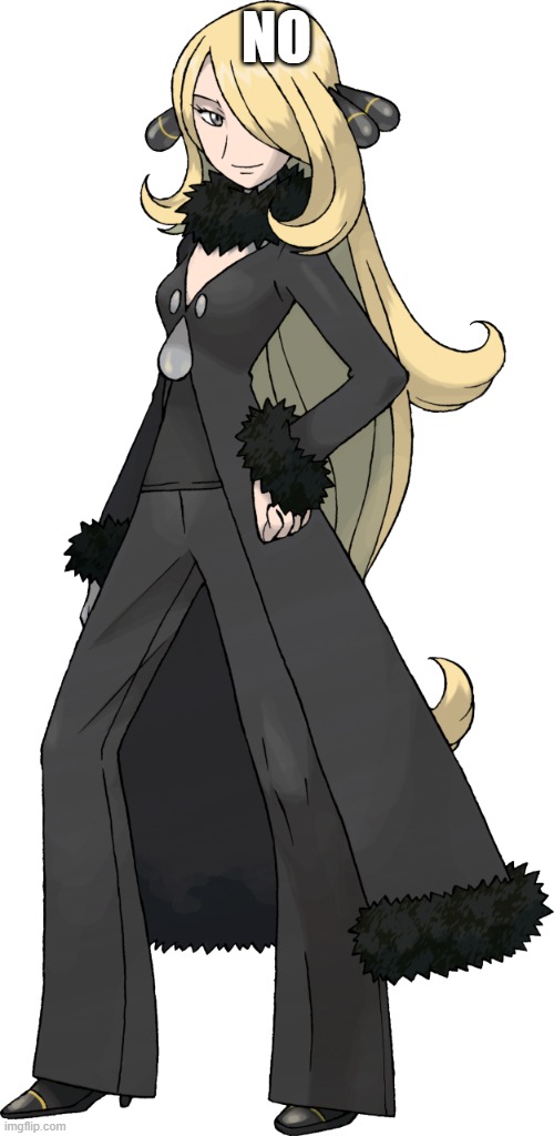 Pokemon Champion Cynthia | NO | image tagged in pokemon champion cynthia | made w/ Imgflip meme maker