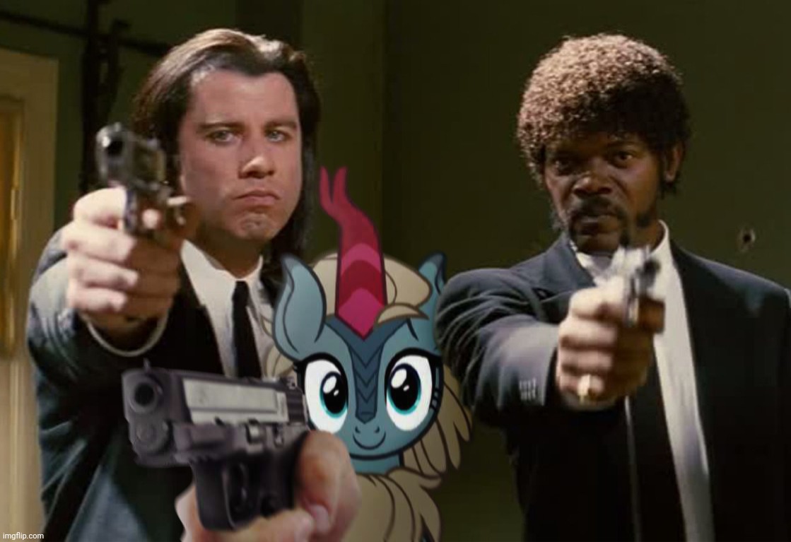 image tagged in my little pony,pulp fiction,samuel l jackson,guns,funny,memes | made w/ Imgflip meme maker