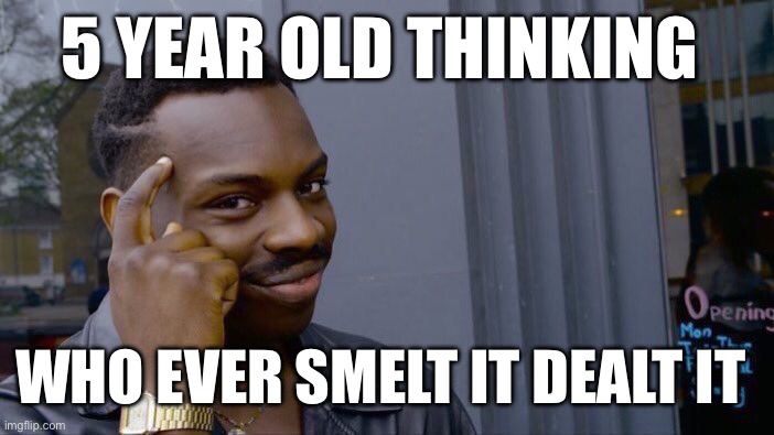 Roll Safe Think About It | 5 YEAR OLD THINKING; WHO EVER SMELT IT DEALT IT | image tagged in memes | made w/ Imgflip meme maker