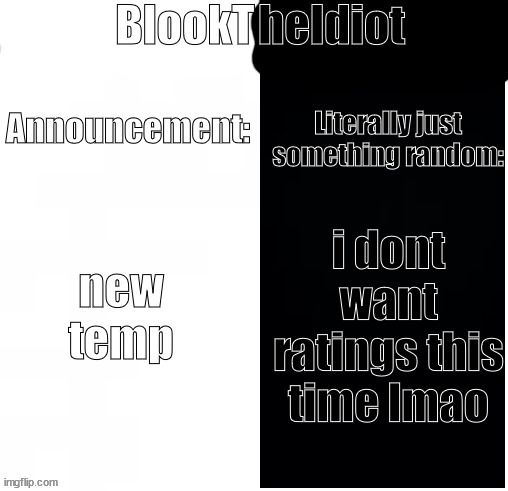 BlookTheIdiot Template(I have two sides) | new temp; i dont want ratings this time lmao | image tagged in blooktheidiot template i have two sides | made w/ Imgflip meme maker