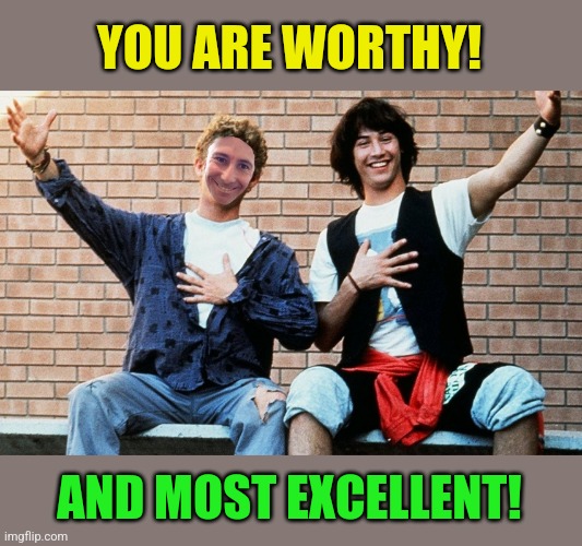 YOU ARE WORTHY! AND MOST EXCELLENT! | made w/ Imgflip meme maker