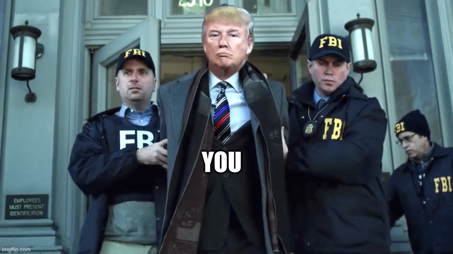 Trump led away in handcuffs | YOU | image tagged in trump led away in handcuffs | made w/ Imgflip meme maker