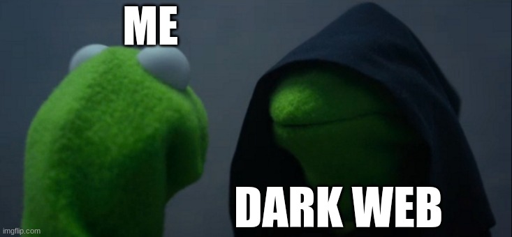 Evil Kermit | ME; DARK WEB | image tagged in memes,evil kermit | made w/ Imgflip meme maker