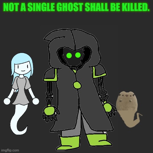 Death is on the side of the Ghost defenders, and is providing refuge for the ghosts. | NOT A SINGLE GHOST SHALL BE KILLED. | made w/ Imgflip meme maker