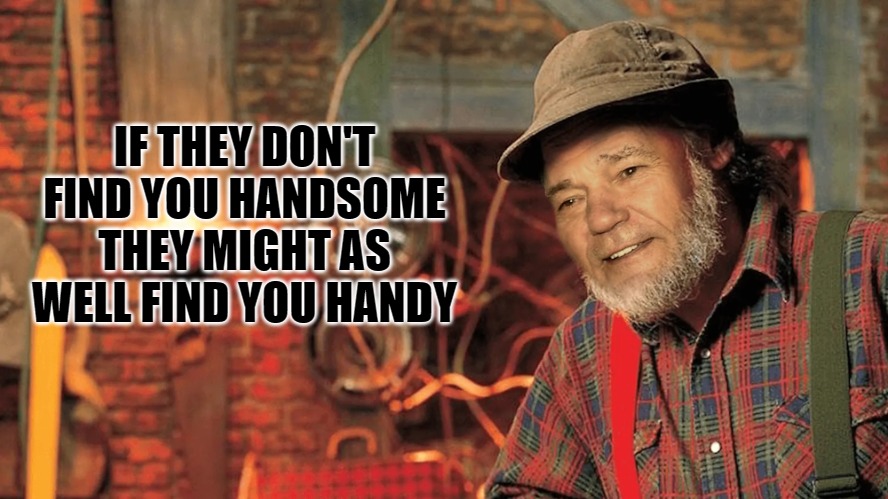 IF THEY DON'T FIND YOU HANDSOME
THEY MIGHT AS WELL FIND YOU HANDY | made w/ Imgflip meme maker