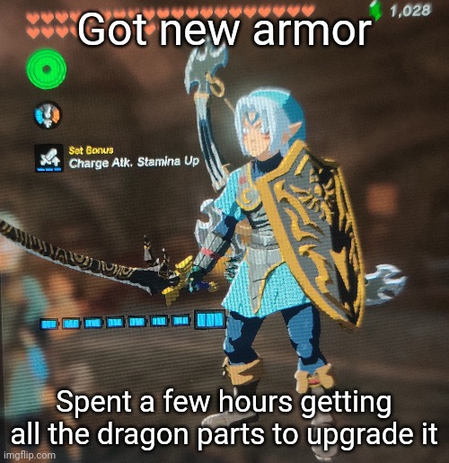 I know the barbarian set does the exact same thing but this looks SO much cooler | Got new armor; Spent a few hours getting all the dragon parts to upgrade it | made w/ Imgflip meme maker