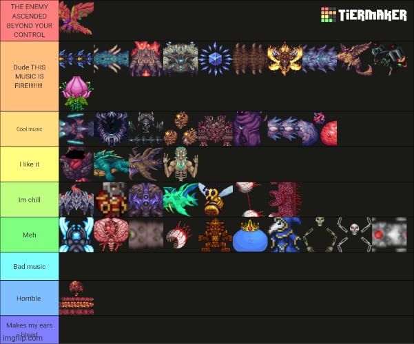 Create a All Calamity Infernum Mod Bosses Tier List - TierMaker