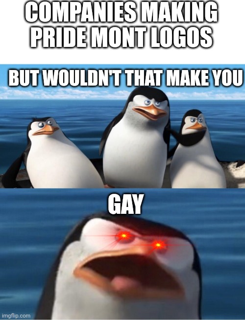 Maybe | COMPANIES MAKING PRIDE MONT LOGOS; BUT WOULDN'T THAT MAKE YOU; GAY | image tagged in wouldn't that make you | made w/ Imgflip meme maker