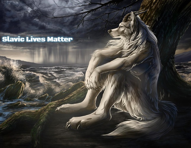 Sitting Wolf | Slavic Lives Matter | image tagged in sitting wolf,slavic,russo-ukrainian war | made w/ Imgflip meme maker