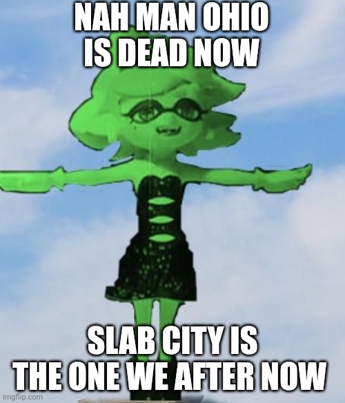 Its a place in the us where there are no laws at all | NAH MAN OHIO IS DEAD NOW; SLAB CITY IS THE ONE WE AFTER NOW | image tagged in marie t posing | made w/ Imgflip meme maker