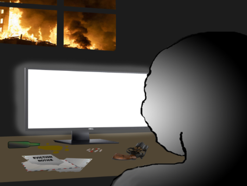 Wojak and his pc Blank Meme Template