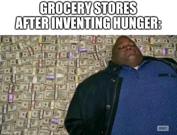 It's my first time using this meme i don't know if its good | GROCERY STORES AFTER INVENTING HUNGER: | image tagged in huell money,grocery store,hunger,lol | made w/ Imgflip meme maker