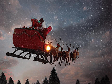 High Quality Santa Claus riding on sleigh Blank Meme Template