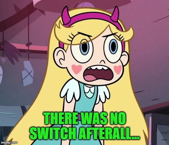 Star Butterfly frustrated | THERE WAS NO SWITCH AFTERALL... | image tagged in star butterfly frustrated | made w/ Imgflip meme maker