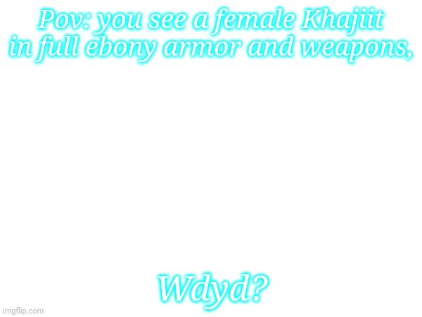 Pov: you see a female Khajiit in full ebony armor and weapons, Wdyd? | made w/ Imgflip meme maker