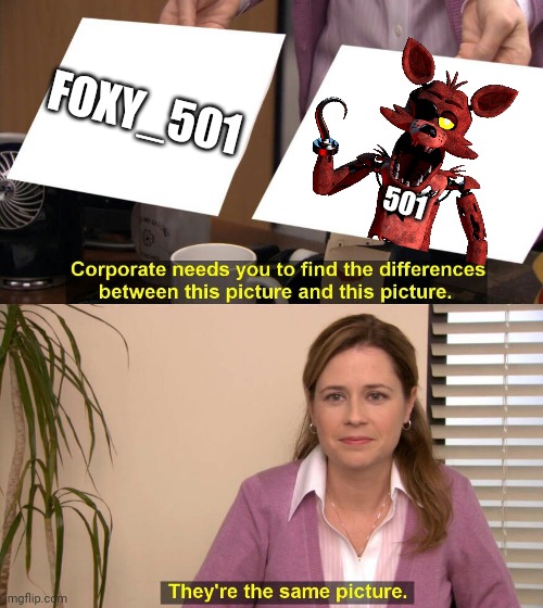Trash meme lol | FOXY_501; 501 | image tagged in they are the same picture,foxy_501 | made w/ Imgflip meme maker