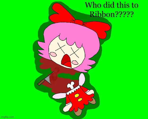 Decapitate Ribbon's head | image tagged in kirby,gore,parody,art,funny,blood | made w/ Imgflip meme maker