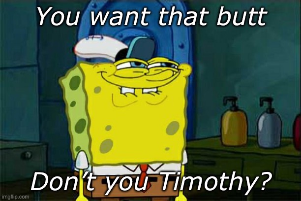 Don't You Squidward Meme | You want that butt; Don’t you Timothy? | image tagged in memes,don't you squidward | made w/ Imgflip meme maker