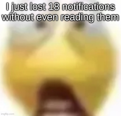 Shocked | I just lost 18 notifications without even reading them | image tagged in shocked | made w/ Imgflip meme maker