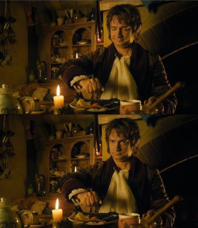 Bilbo eating Blank Meme Template