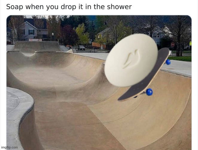 Mine used to do this, but as of now, it lands on the position that it made contact with the shower floor XD | made w/ Imgflip meme maker