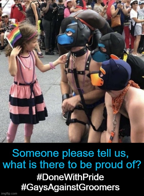 Wrong Word and Wrong Approach...Quit Shoving It Down Our Throats. | Someone please tell us, 
what is there to be proud of? #DoneWithPride

#GaysAgainstGroomers | image tagged in politics,too much,gay pride,children,liberalism,leftists | made w/ Imgflip meme maker
