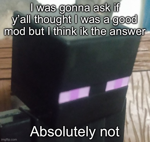 tall black man | I was gonna ask if y’all thought I was a good mod but I think ik the answer; Absolutely not | image tagged in tall black man | made w/ Imgflip meme maker