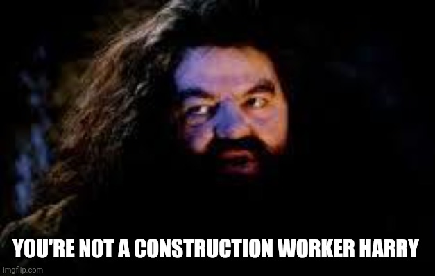 your a wizard harry | YOU'RE NOT A CONSTRUCTION WORKER HARRY | image tagged in your a wizard harry | made w/ Imgflip meme maker