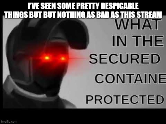 What in the Secured Contained Protected | I'VE SEEN SOME PRETTY DESPICABLE THINGS BUT BUT NOTHING AS BAD AS THIS STREAM | image tagged in what in the secured contained protected | made w/ Imgflip meme maker