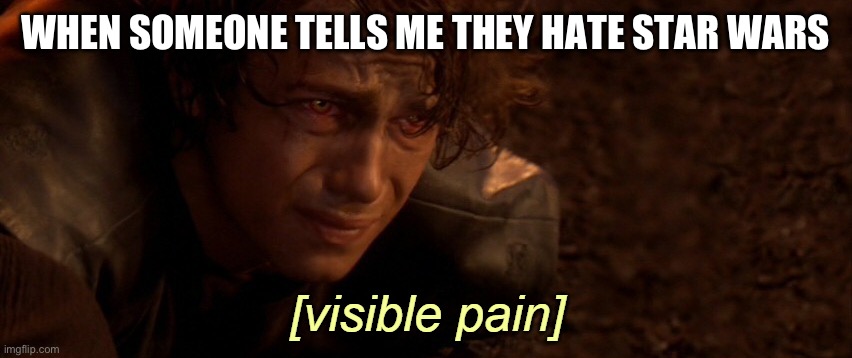 visible pain | WHEN SOMEONE TELLS ME THEY HATE STAR WARS | image tagged in visible pain | made w/ Imgflip meme maker