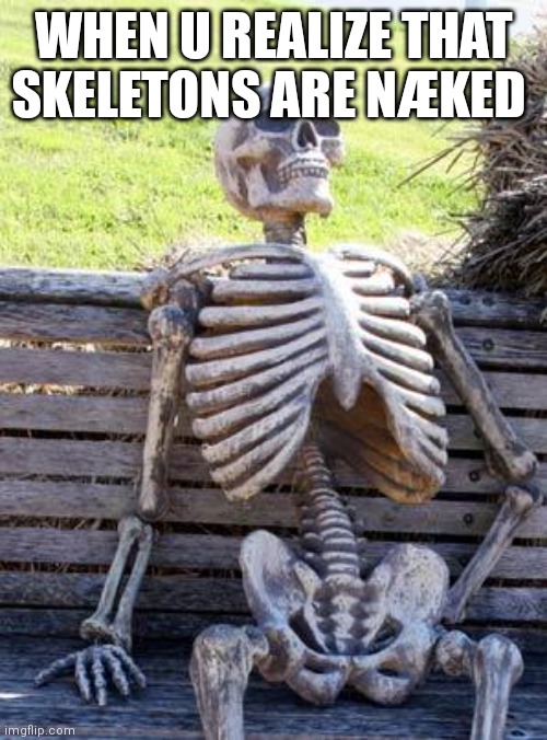 Become 1 of em | WHEN U REALIZE THAT SKELETONS ARE NÆKED | image tagged in memes,waiting skeleton,oh no | made w/ Imgflip meme maker