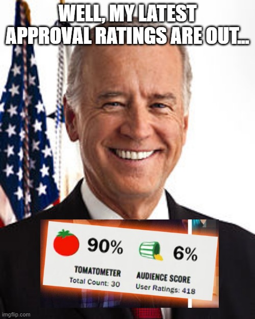 Um Joe, Those Aren't... | WELL, MY LATEST APPROVAL RATINGS ARE OUT... | image tagged in memes,joe biden | made w/ Imgflip meme maker