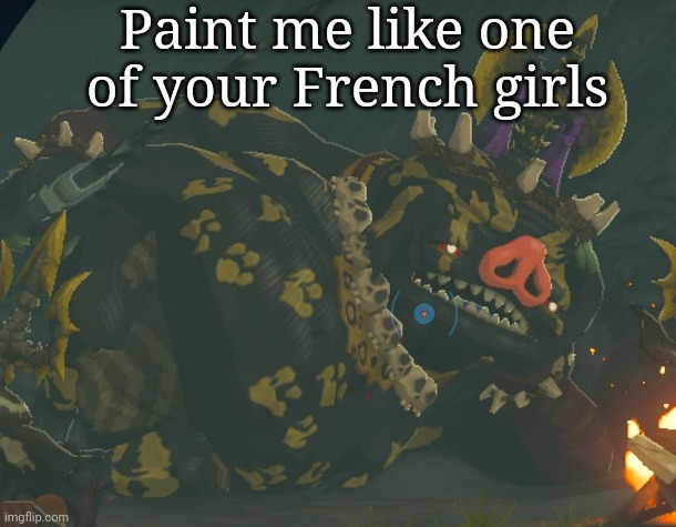 The true pinnacle of Boko beauty | Paint me like one of your French girls | image tagged in zelda,legend of zelda,the legend of zelda,barney will eat all of your delectable biscuits | made w/ Imgflip meme maker