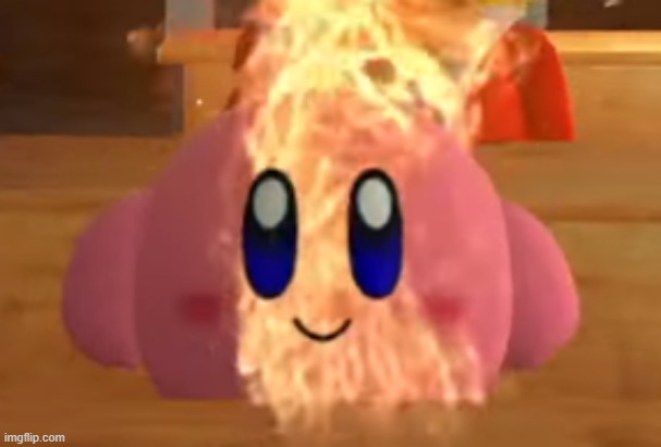 template kirby burning | image tagged in new template,template | made w/ Imgflip meme maker