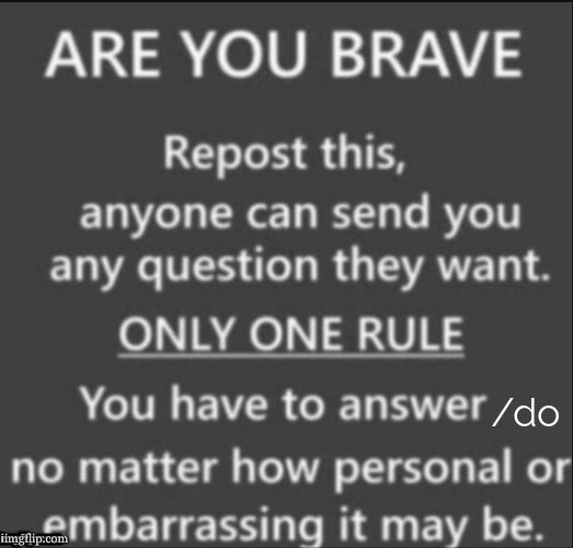 Im bored. I dont know what meme I can make and I dont get any notification.Its time for Brave time | /do | image tagged in are you brave | made w/ Imgflip meme maker