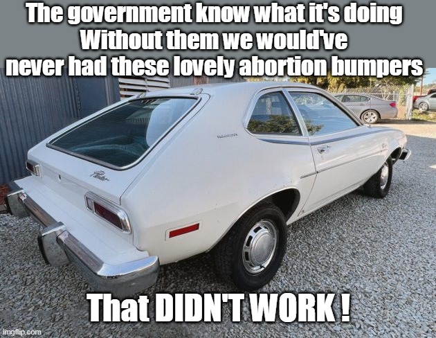 The government know what it's doing
Without them we would've never had these lovely abortion bumpers That DIDN'T WORK ! | made w/ Imgflip meme maker