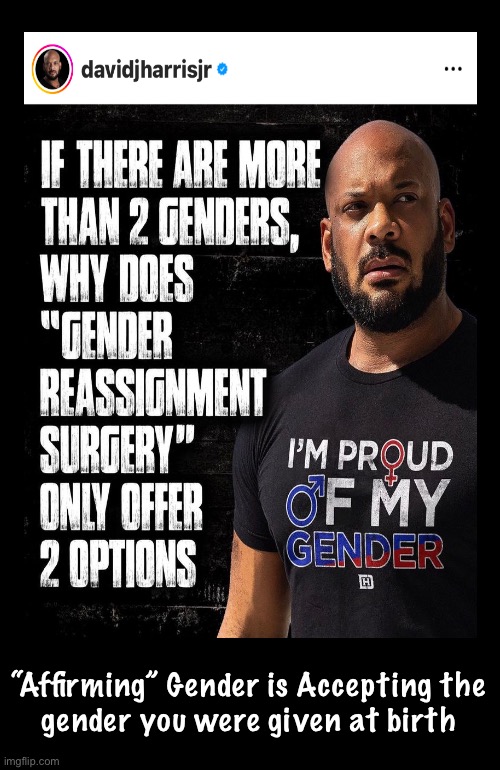 Good point | “Affirming” Gender is Accepting the
gender you were given at birth | image tagged in memes,boy,girl,man,woman,progressives globalists fjb voters can all kissmyass | made w/ Imgflip meme maker