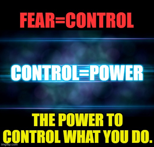 Democratic Strategy | FEAR=CONTROL; CONTROL=POWER; THE POWER TO CONTROL WHAT YOU DO. | image tagged in memes,politics,democrats,fear,control,power | made w/ Imgflip meme maker