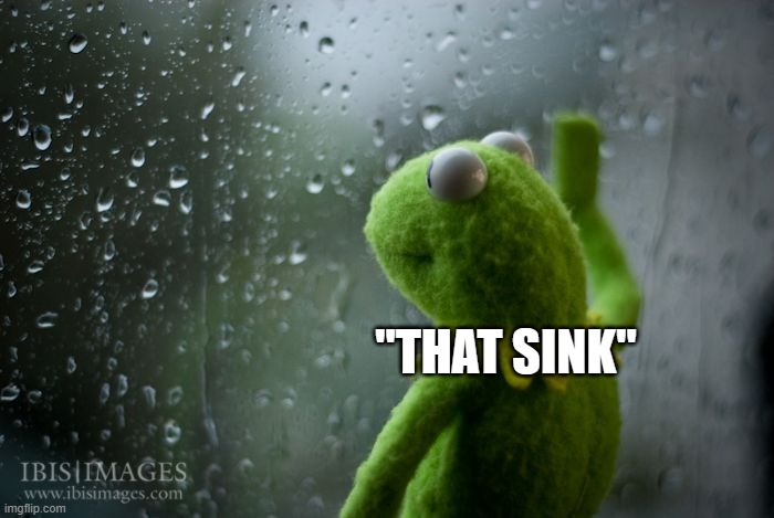 kermit window | "THAT SINK" | image tagged in kermit window | made w/ Imgflip meme maker
