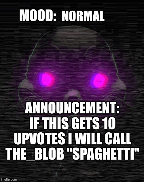title | IF THIS GETS 10 UPVOTES I WILL CALL THE_BLOB "SPAGHETTI" | image tagged in fnaf,upvotes,10,blob | made w/ Imgflip meme maker