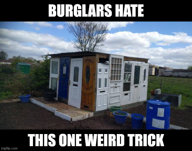 Which is the real one? | BURGLARS HATE; THIS ONE WEIRD TRICK | image tagged in doors | made w/ Imgflip meme maker