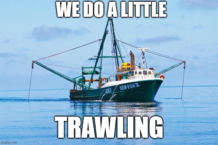 We do a little trawling | WE DO A LITTLE; TRAWLING | image tagged in funny,memes | made w/ Imgflip meme maker