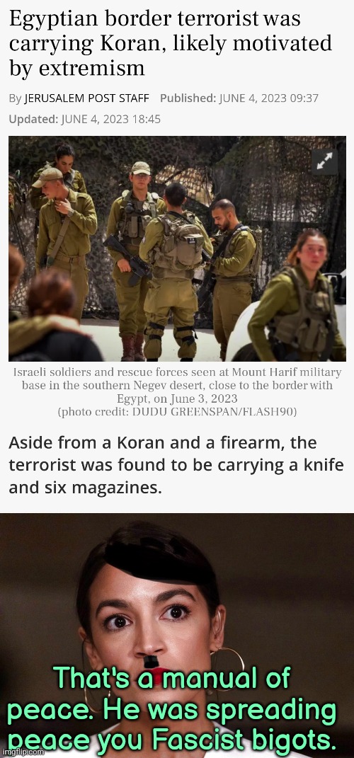 Spreading peace is a crime? | That's a manual of peace. He was spreading peace you Fascist bigots. | image tagged in dictator dem,israel,liberal logic,radical islam,terrorism,liberals | made w/ Imgflip meme maker