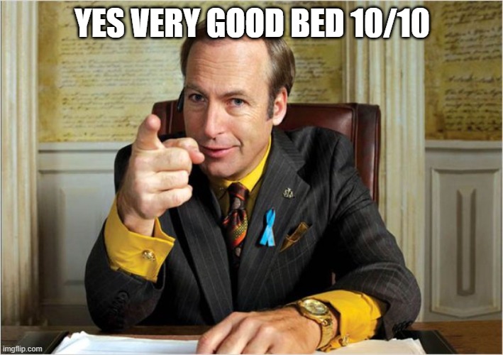 Breaking Bad Saul Goodman | YES VERY GOOD BED 10/10 | image tagged in breaking bad saul goodman | made w/ Imgflip meme maker