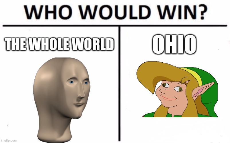 DoWn IN OhiO | THE WHOLE WORLD; OHIO | image tagged in memes,who would win | made w/ Imgflip meme maker