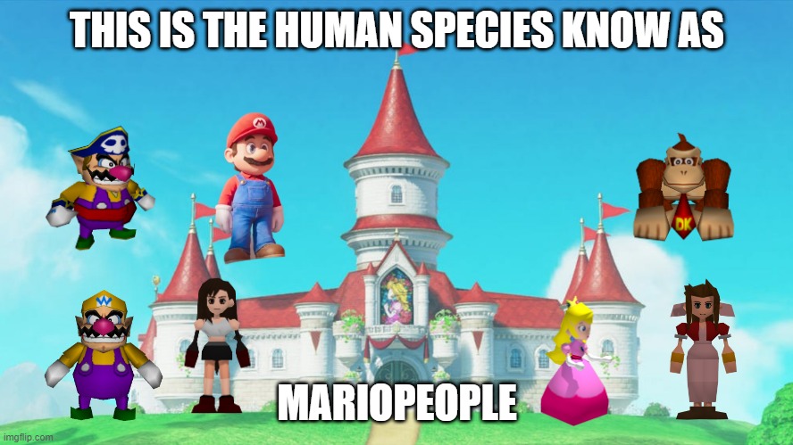 video game facts | THIS IS THE HUMAN SPECIES KNOW AS; MARIOPEOPLE | image tagged in princess peach's castle,videogames,super mario,video games,humans,smashmemes | made w/ Imgflip meme maker
