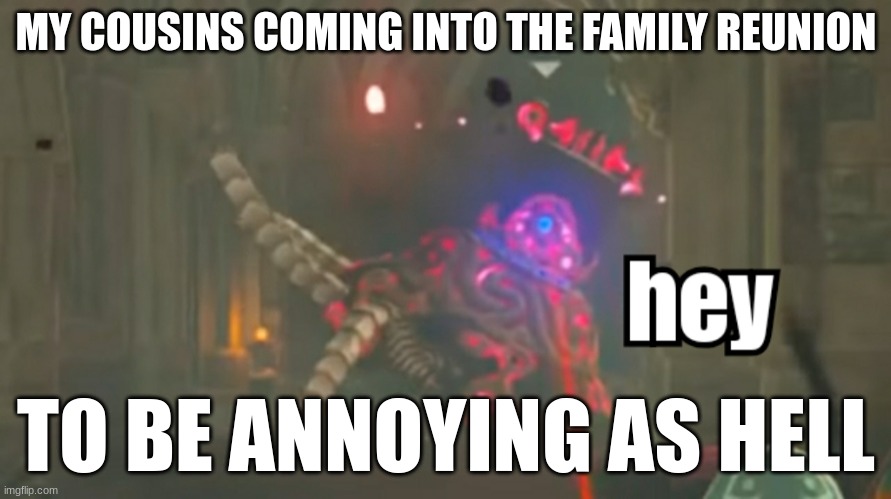 Guardian hey | MY COUSINS COMING INTO THE FAMILY REUNION; TO BE ANNOYING AS HELL | image tagged in guardian hey | made w/ Imgflip meme maker