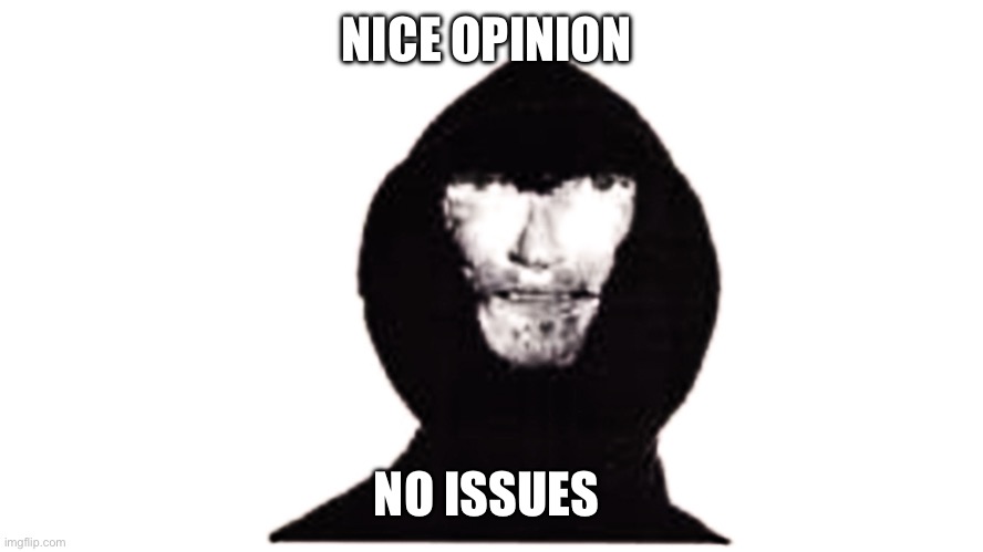 Nice | NICE OPINION; NO ISSUES | image tagged in mandela catalogue | made w/ Imgflip meme maker