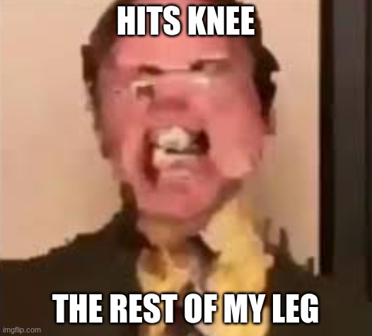 worst pain | HITS KNEE; THE REST OF MY LEG | image tagged in dwight screaming,mad,funny,memes | made w/ Imgflip meme maker