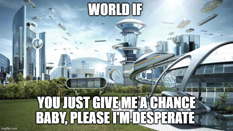 World if, crush | WORLD IF; YOU JUST GIVE ME A CHANCE BABY, PLEASE I'M DESPERATE | image tagged in the future world if | made w/ Imgflip meme maker